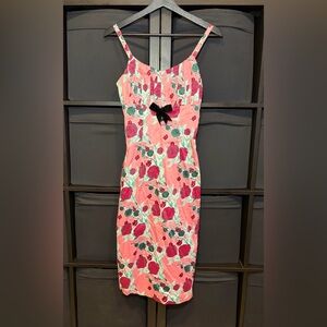 Pinup Couture PUG Mary Blair Lips and Roses Evangeline Pink Wig Size S NWT